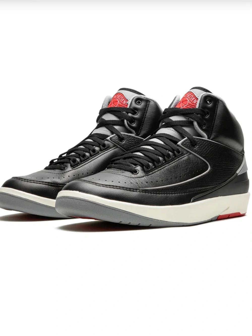 Nike Air Jordan Kids 2 Retro GS Black/Cement Grey/Red DQ8562-001 Sneakers/ 4.5Y